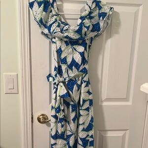 Draper James Eyelet Off Shoulder Midi Flounce Dress